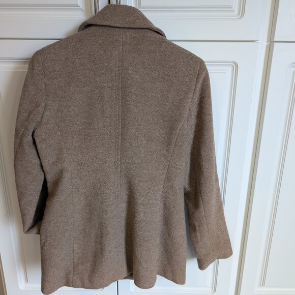 Vintage Calvin Klein Double Breasted Wool/Silk Pea Coat | Oat Women's Size 10 - Picture 6 of 15